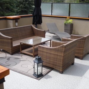 Large Grey And White Furnished Sun Deck | Mountain View Sun Decks